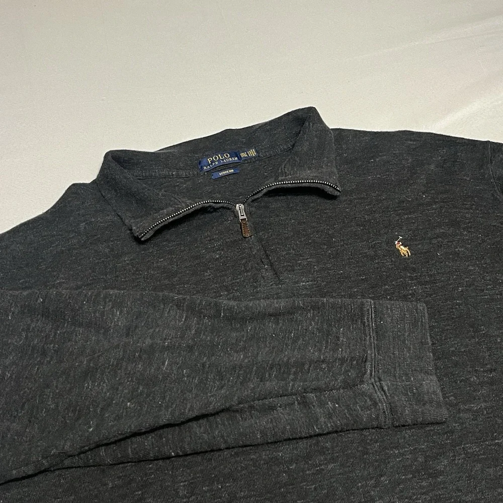 Polo Ralph Lauren Sweater Mens 3XT Tall Dark Gray Quarter Zip Estate Rib